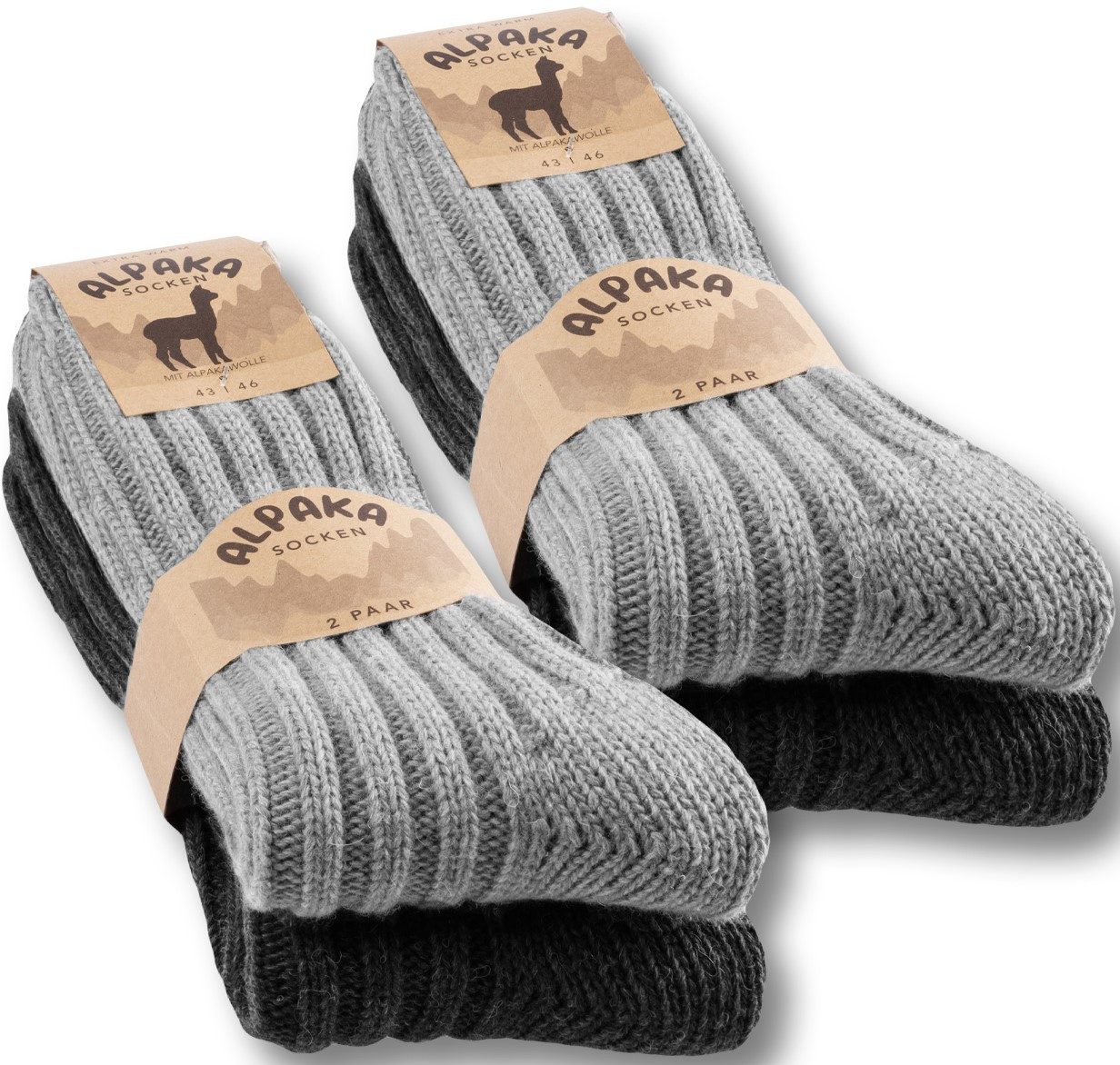 sockenkauf24 Norwegersocken 4 Paar Alpaka Socken Damen & Herren Wintersocken warm mit Wolle