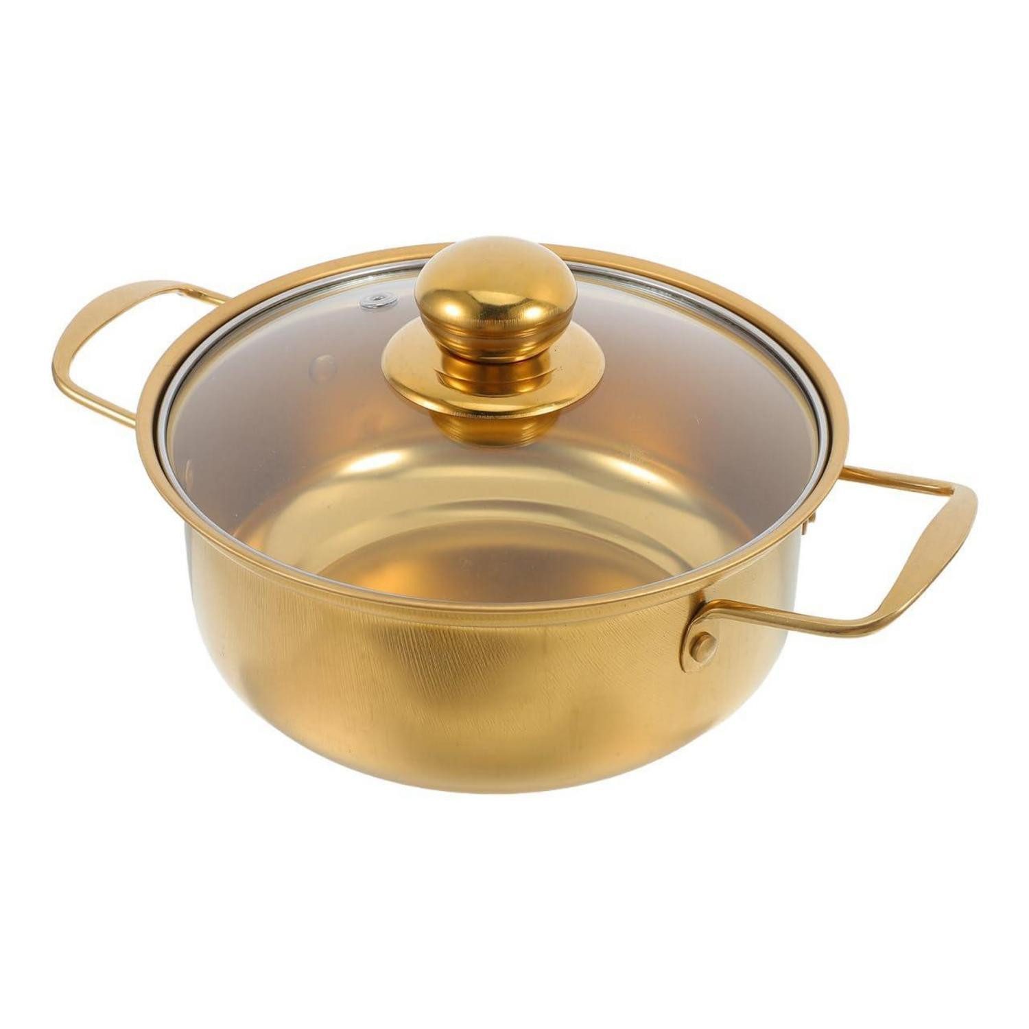 LuxusKollektion Suppentopf Ramen Topf mit Glasdeckel, Gold, 10x7 Zoll