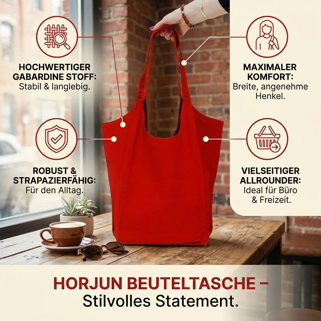 Horjun Tragetasche Henkeltasche - Beuteltasche - Stoffbeutel - Hochwertige Tasche, Schultertasche aus Gabardine