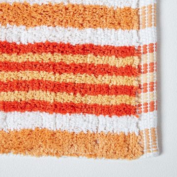 Badematte Badvorleger orange weiss gestreift 40 x 60 cm 100% Baumwolle Homescapes, Höhe 30 mm