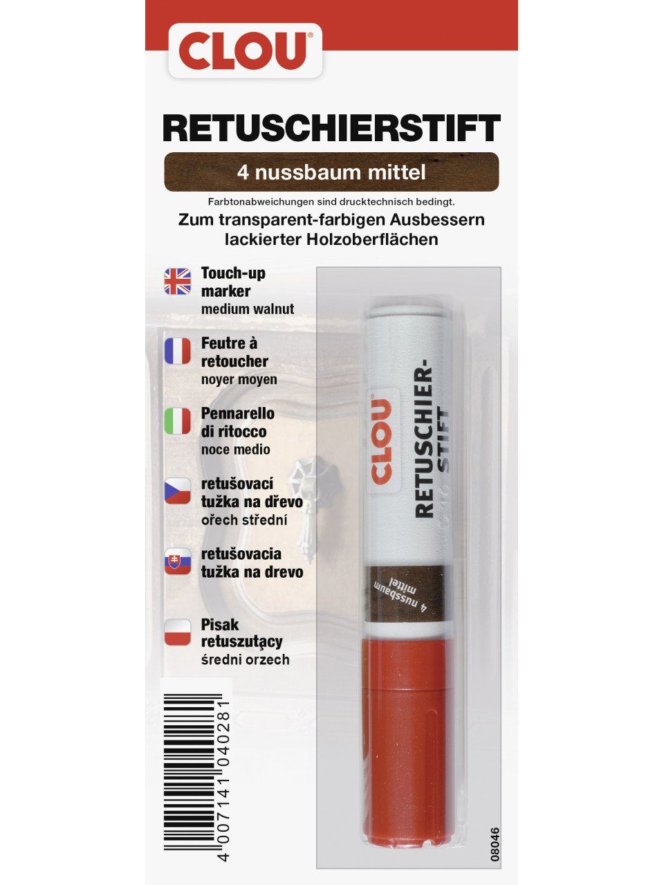 Holzlack Clou Retuschierstift nussbau mittel