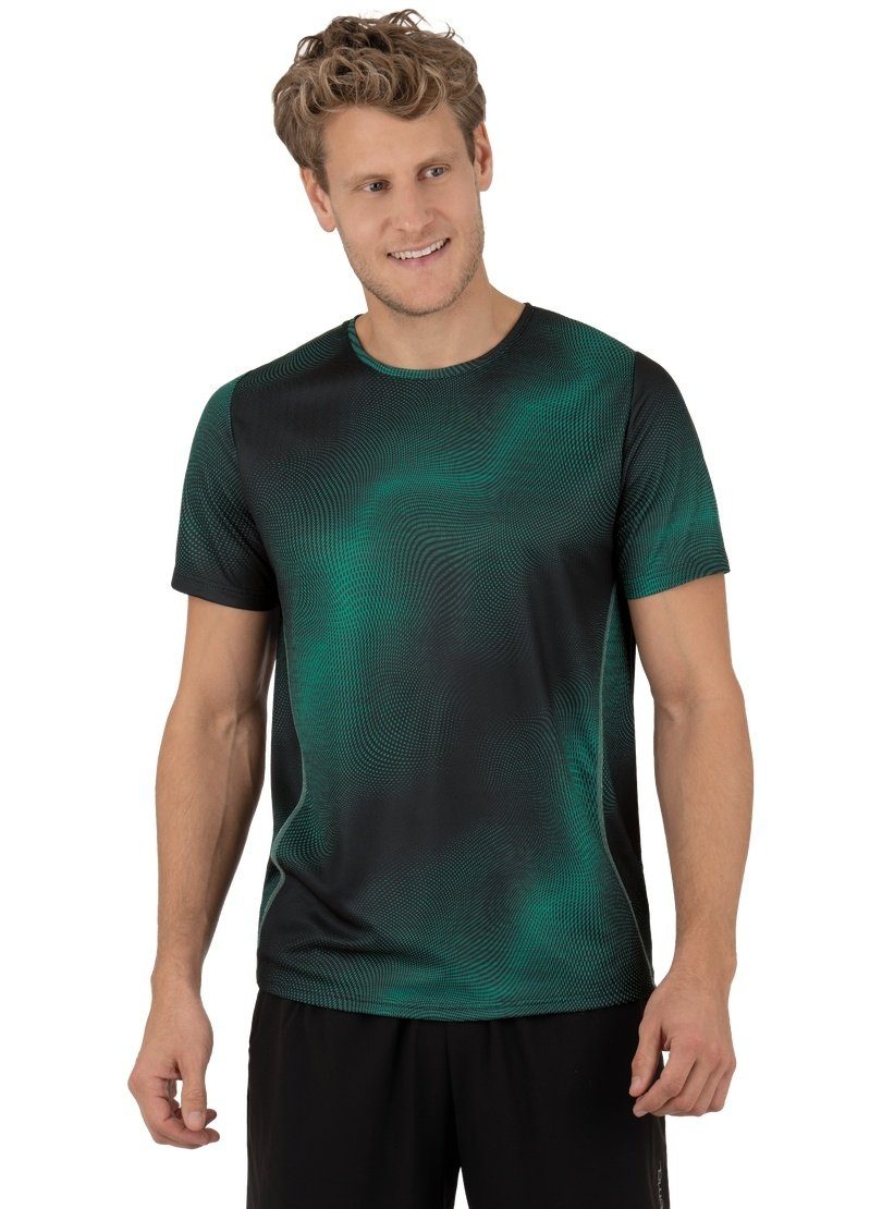 Trigema T-Shirt TRIGEMA COOLMAX® Sportshirt mit modischem Druck flaschengrün