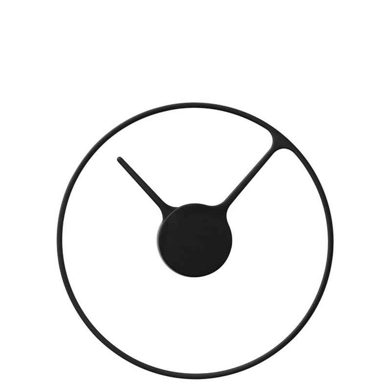 Stelton Wanduhr Time (30 cm, Schwarz, analog, schlichte Designeruhr, ohne Zahlen)