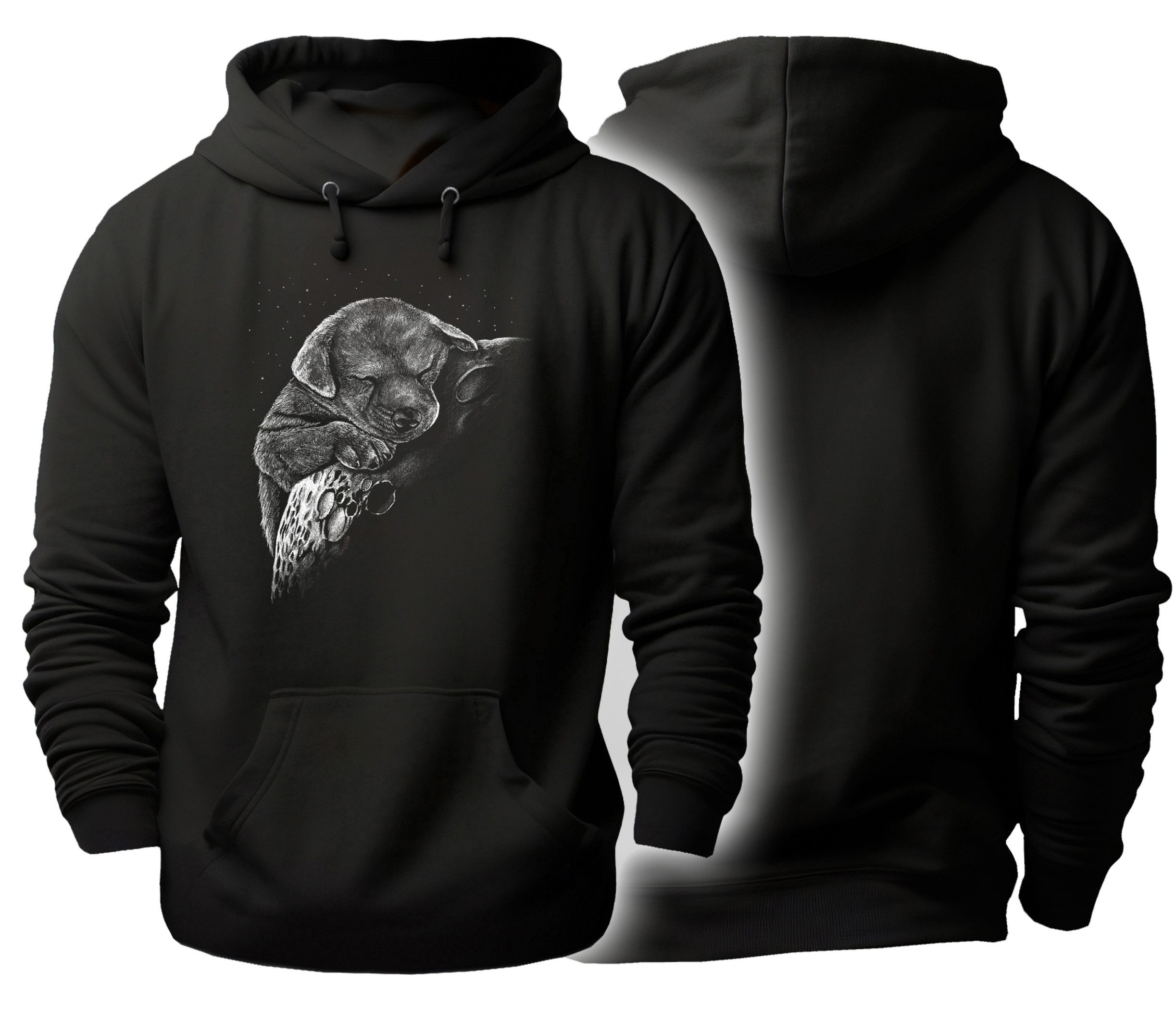 MyDesign24 Hoodie Kapuzen Pullover mit Hunde Motiv Schwarzer Herren und Damen Hoodie Gr.S i260