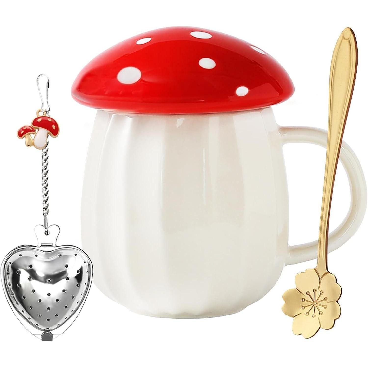 LuxusKollektion Tasse Niedliche Kawaii Pilztasse Set Tee Kaffee Tassen Geschenk Mädchen, Keramik