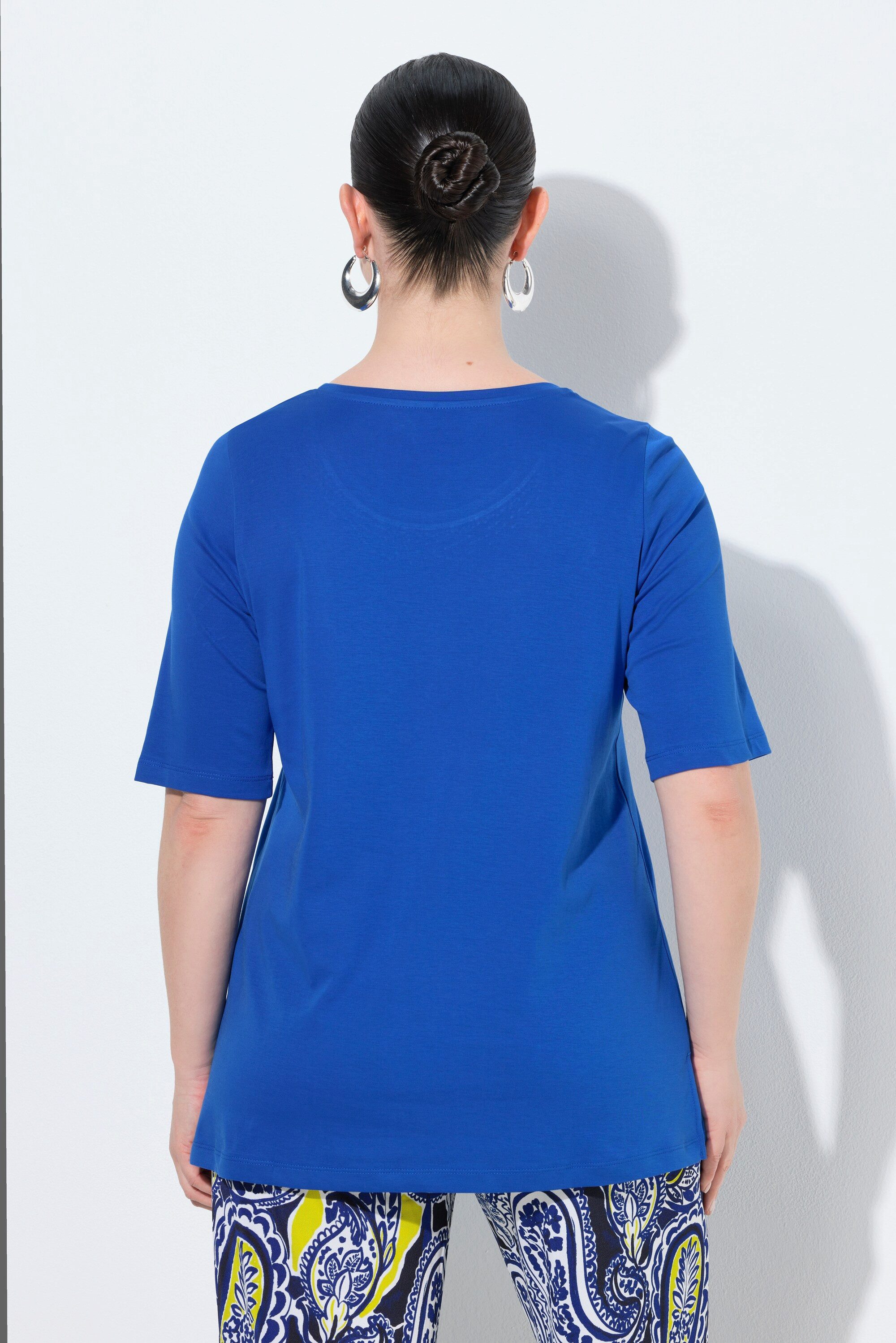 Ulla Popken T-Shirt T-Shirt Ziersteine Rundhals Halbarm Pima Cotton