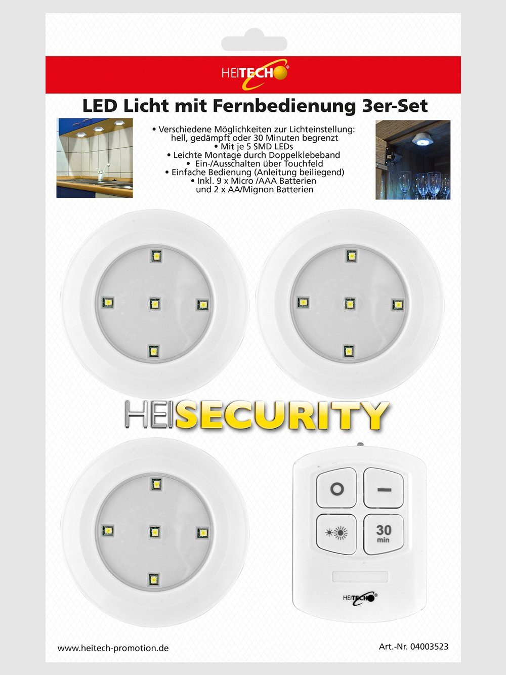 mit LED Lichter HEITECH LED Wandleuchte 3er Pack Fernbedienung