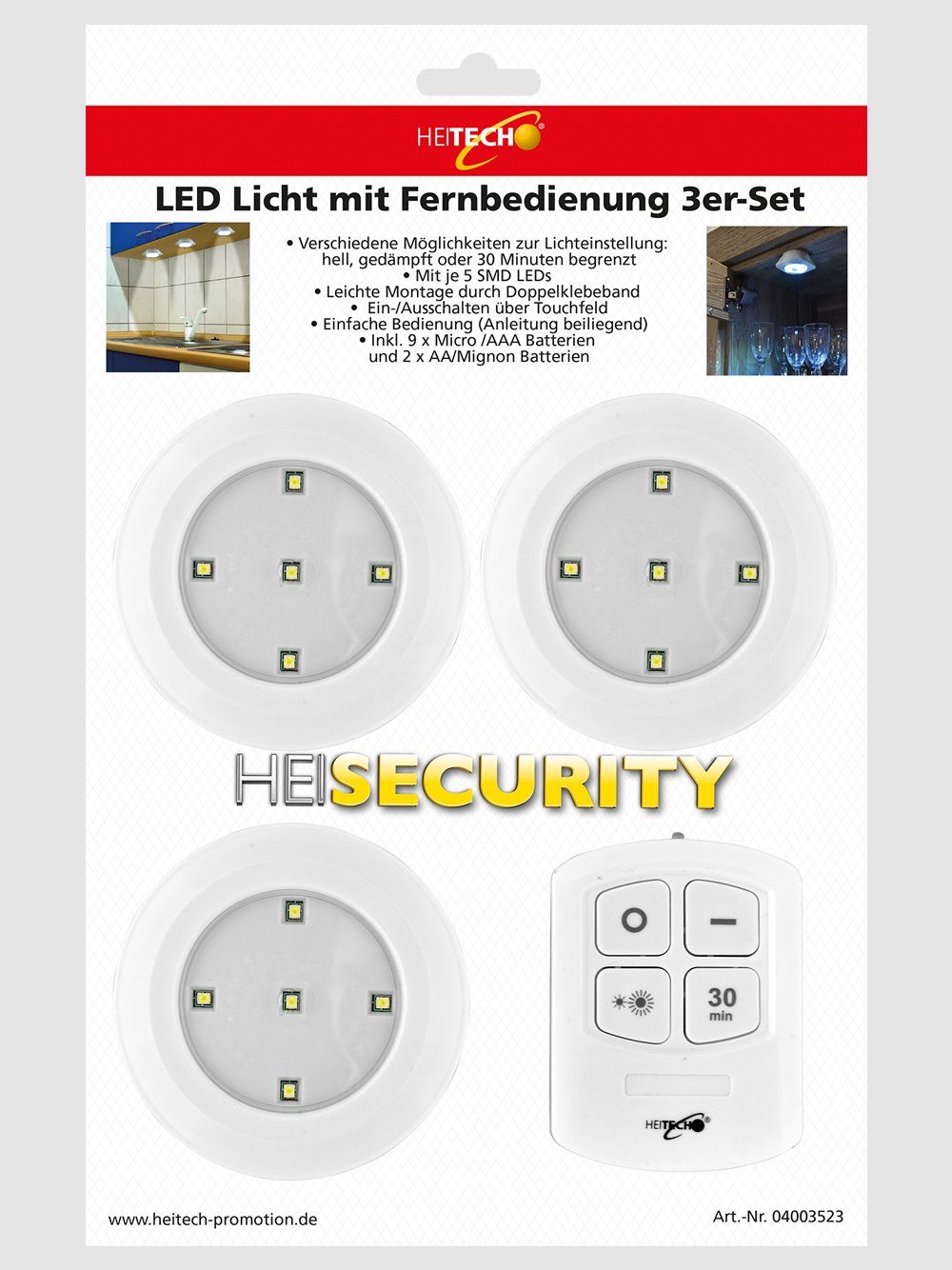 HEITECH LED Wandleuchte LED Lichter mit Fernbedienung 3er Pack günstig online kaufen