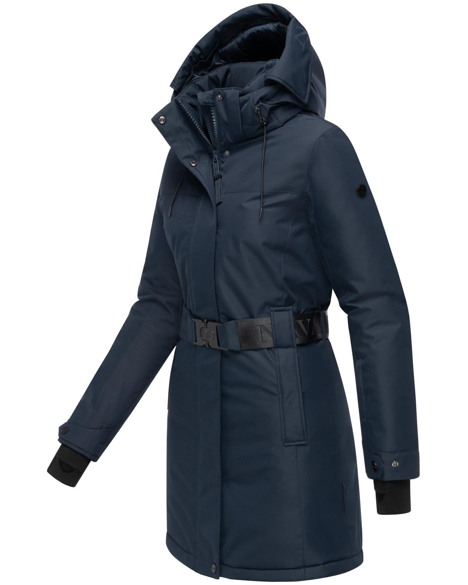 Navahoo Wintermantel Frostkuss 14 Warmer Damen Mantel mit abnehmbarer Kapuze und Taillengürtel