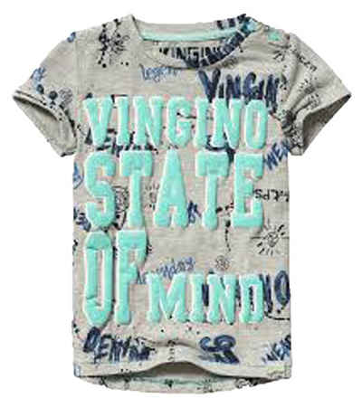 Vingino Rundhalsshirt VINGINO Rundhals-Shirt cooles Kinder T-Shirt mit auffallendem Graffiti Aufdruck Freizeit-Shirt Grau