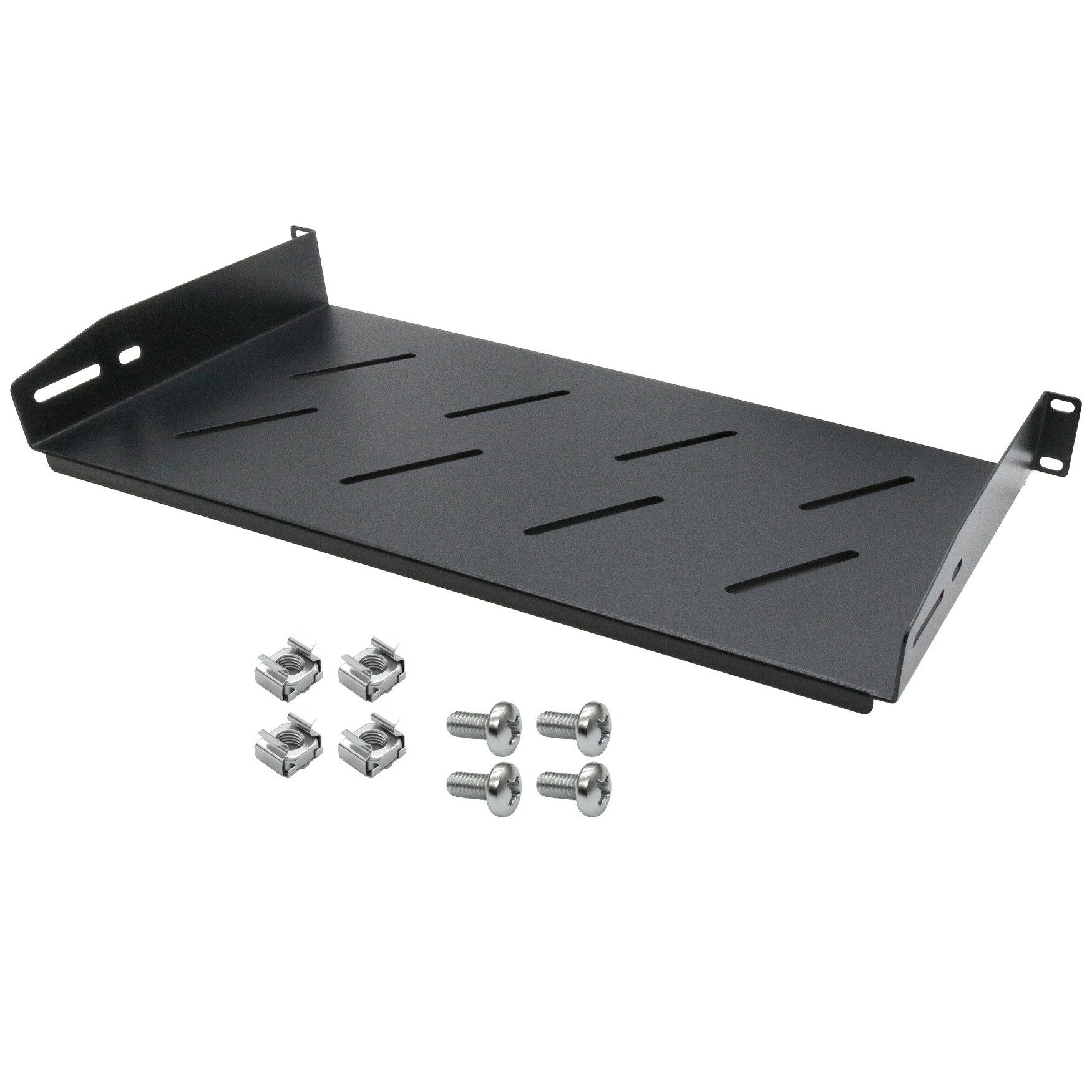 ARLI Fachboden 19" Ablage mit Lüftungsschlitzen 1HE 1U für Netzwerkschrank Netzwerk-Switch (perforiert, um ausreichend Belüftung zu gewährleisten)