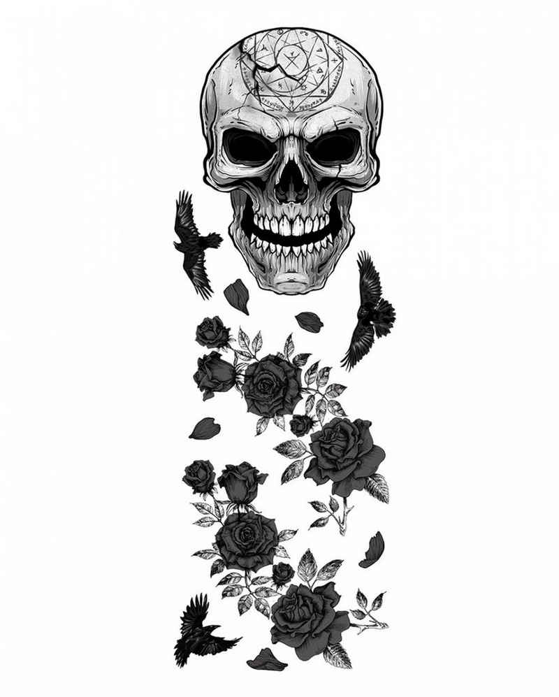 Horror-Shop Dekofigur Skull Dekoration als Wandtattoo für Halloween & Go