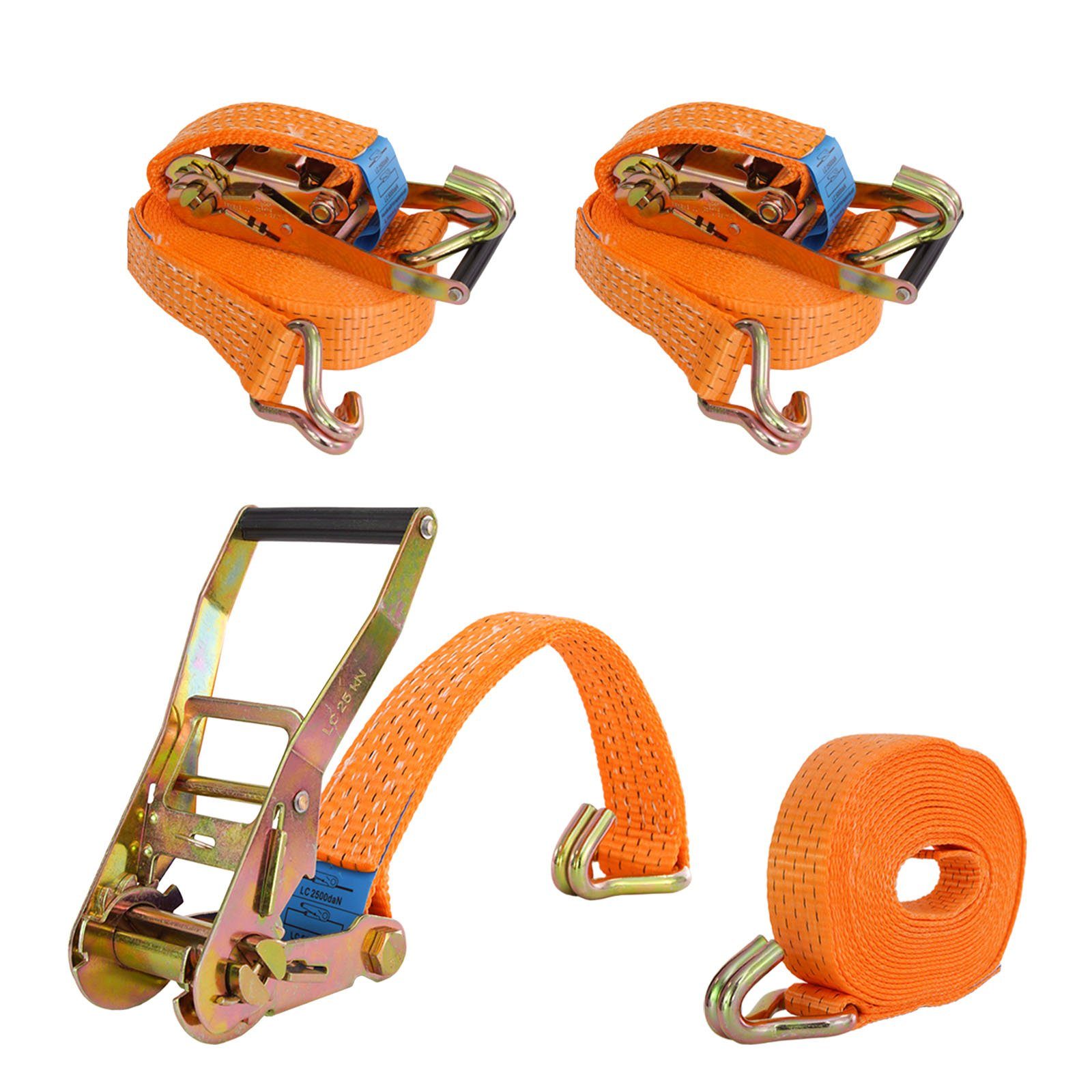 Spanngurt 2x Spanngurt Ratschen Zurrgurt 8m 5000kg 5t 5to TÜV/GS ORANGE 2-tlg.