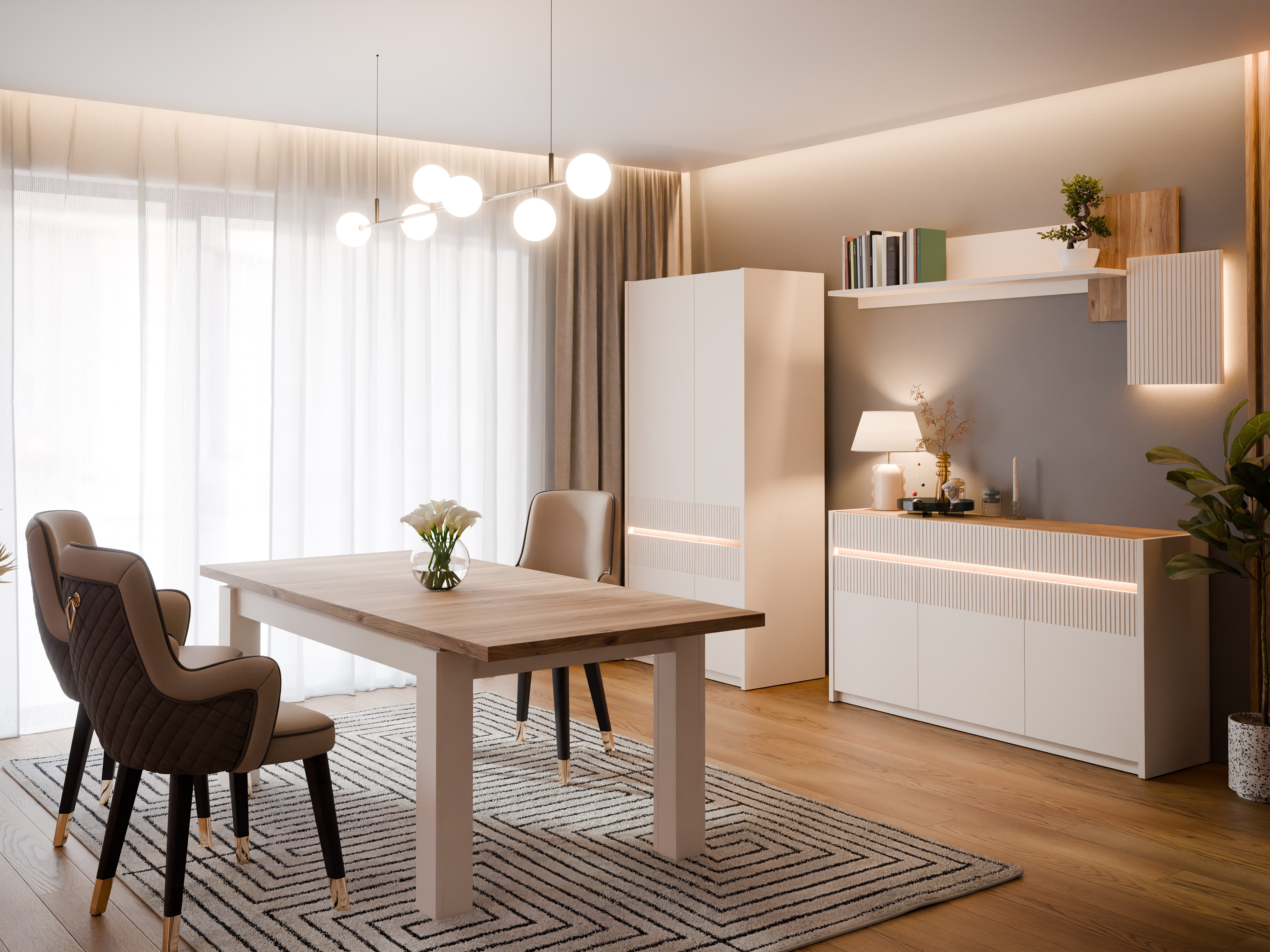 FORTE Wandboard Oak Squere, Beleuchtung, zweifarbig, einfache Montage günstig online kaufen