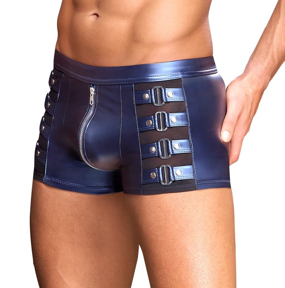 NEK Boxershorts Glänzende Boxershorts mit Reißverschluss - metallic blau (1-St) Im coolen blauen Metallic-Mattlook