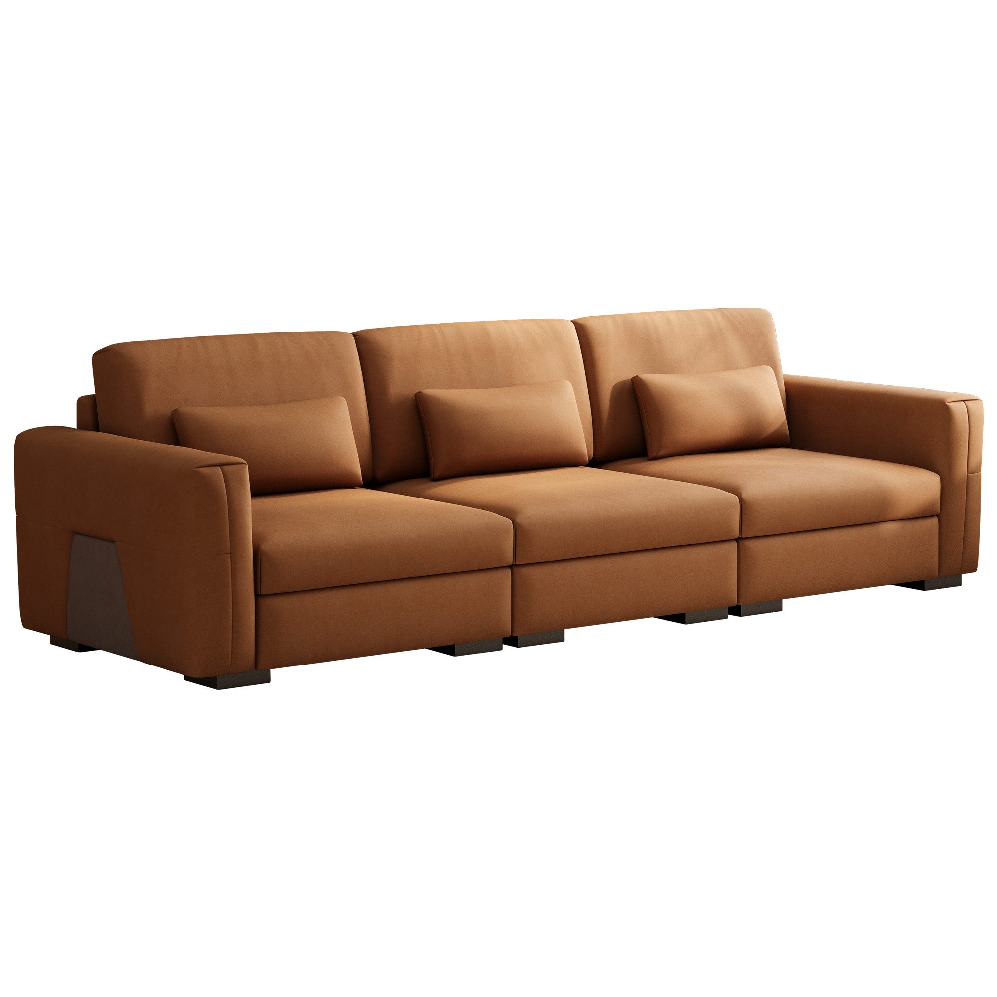 oleyluckidea Big-Sofa 3-Sitzer, Lederoptik, weich gepolstert, mit Armlehnen, modern, Set, Massivholzrahmen