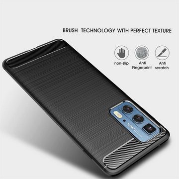 CoolGadget Handyhülle Carbon Handy Hülle für Motorola Edge 20 Pro 6,7 Zoll, robuste Telefonhülle Case Schutzhülle für Motorola Edge 20 Pro Hülle