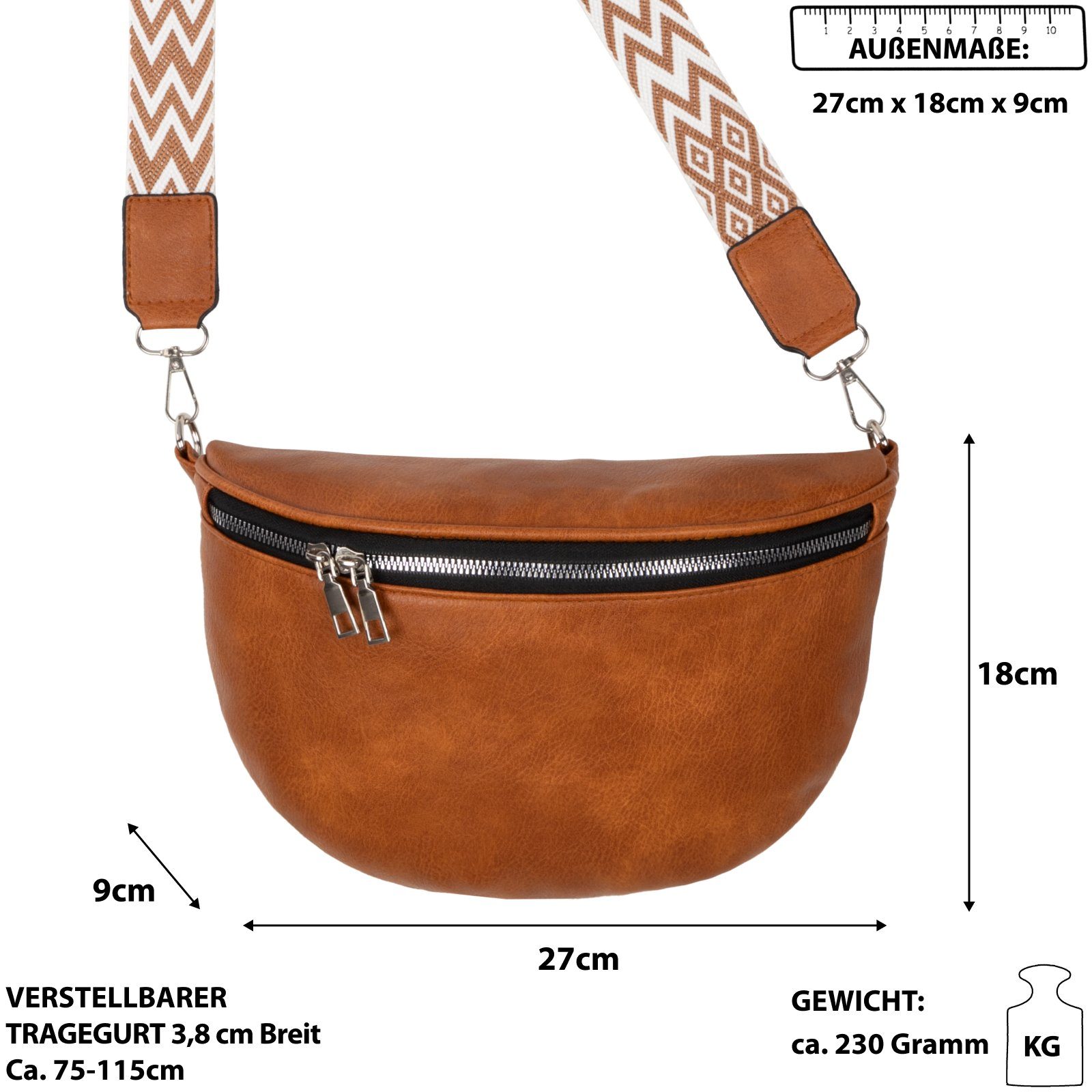 EAAKIE Gürteltasche Bauchtasche Umhängetasche Crossbody-Bag Kunstleder Ital günstig online kaufen