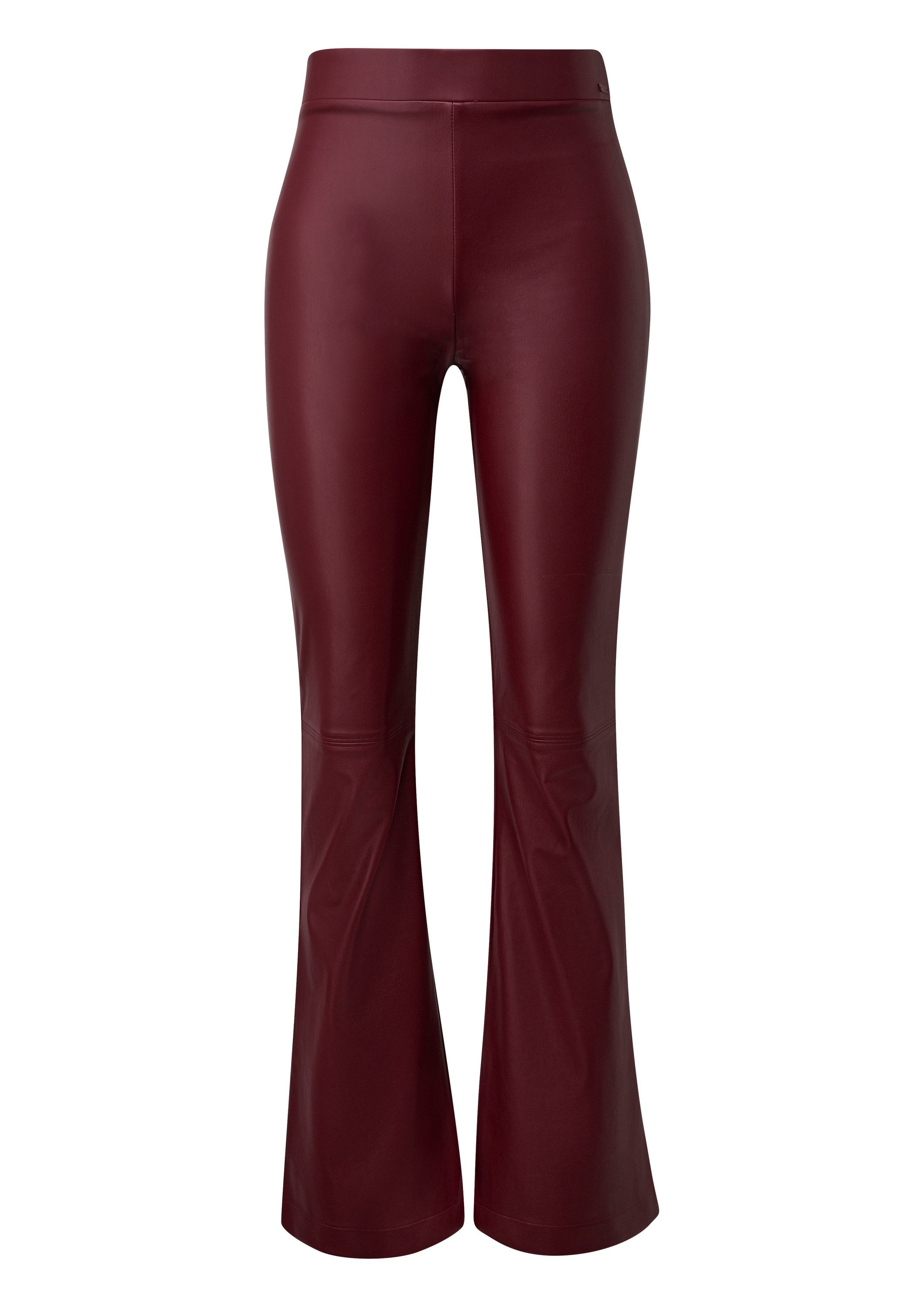 QS Chinos Hose Flared Leg Pants in Lederoptik günstig online kaufen