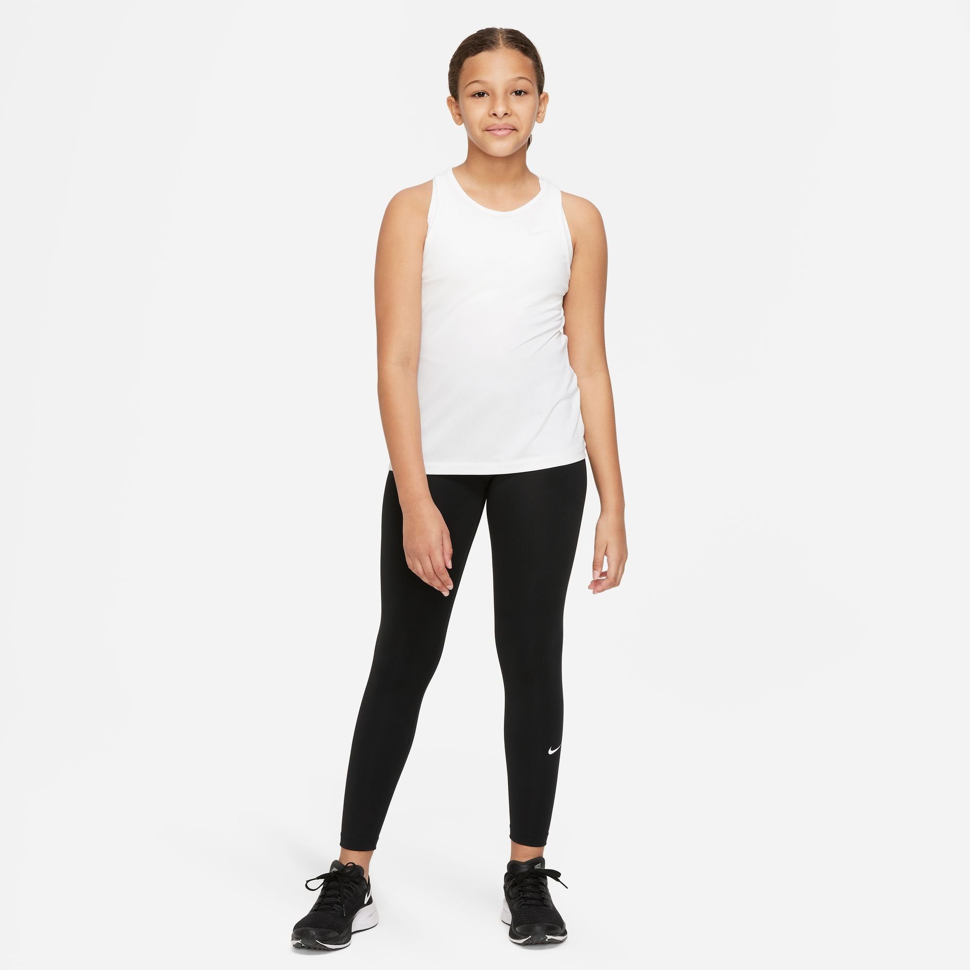 DRI-FIT LEGGINGS BLACK/WHITE Nike KIDS' ONE BIG Trainingstights (GIRLS)