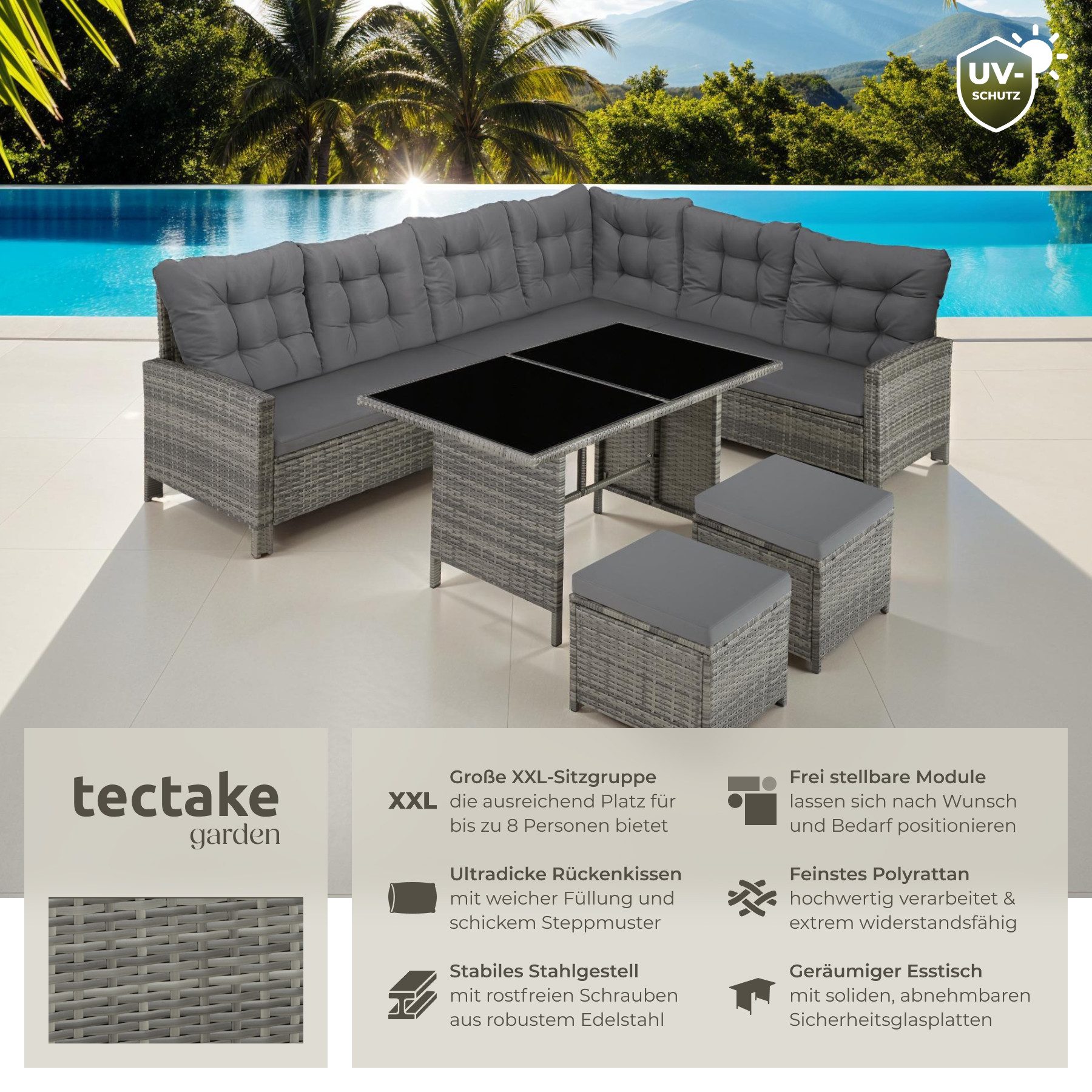 tectake Loungeset Rattan Lounge, (Set., 6-tlg), günstig online kaufen