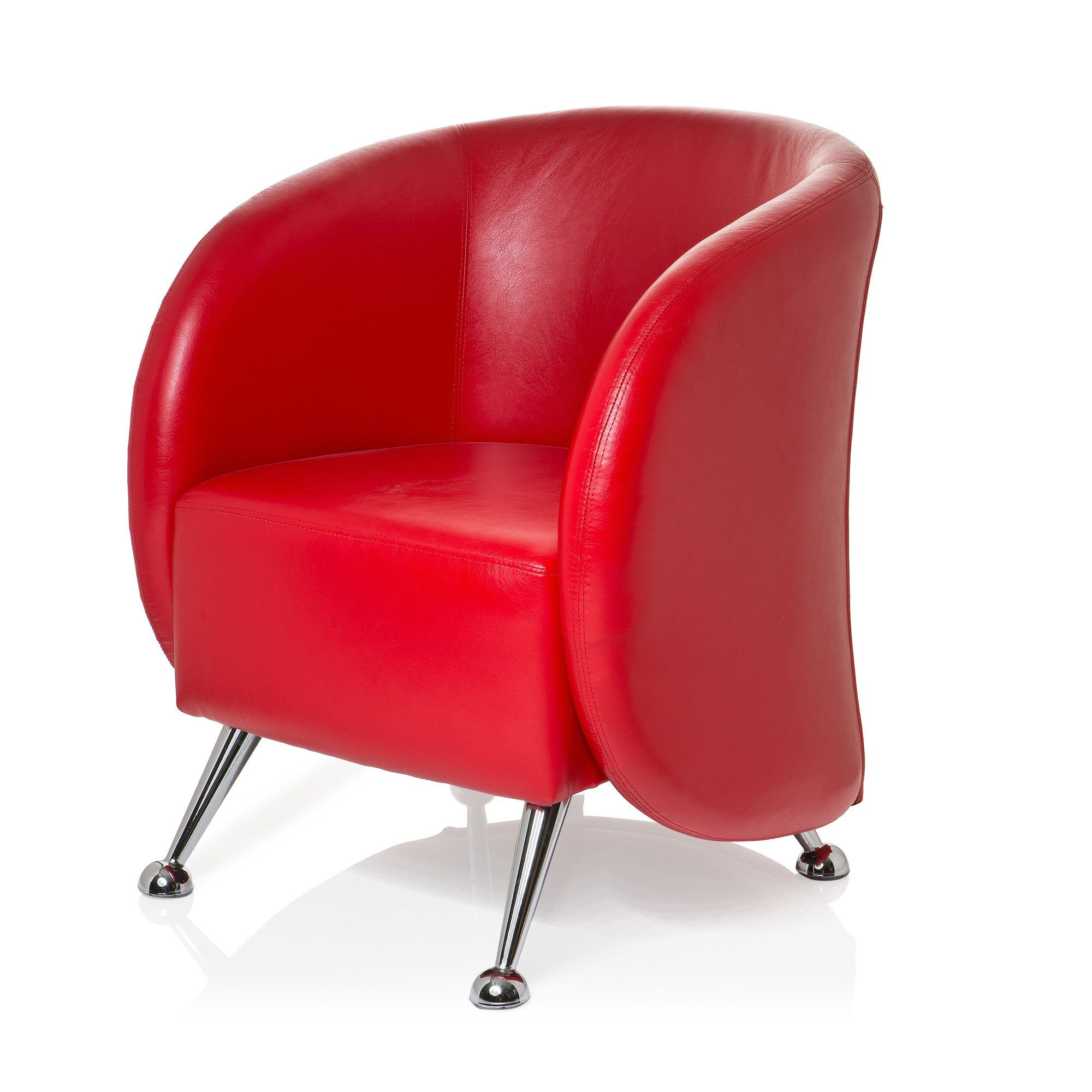 | Kunstleder hjh Polstersessel Rot Sessel pflegeleicht Armlehnen, OFFICE Rot LUCIA mit Loungesessel ST.