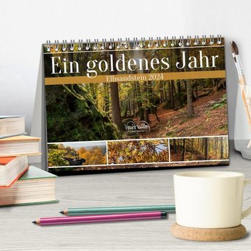 CALVENDO Wandkalender Ein goldenes Jahr - Elbsandstein (Tischkalender 2024 DIN A5 quer)
