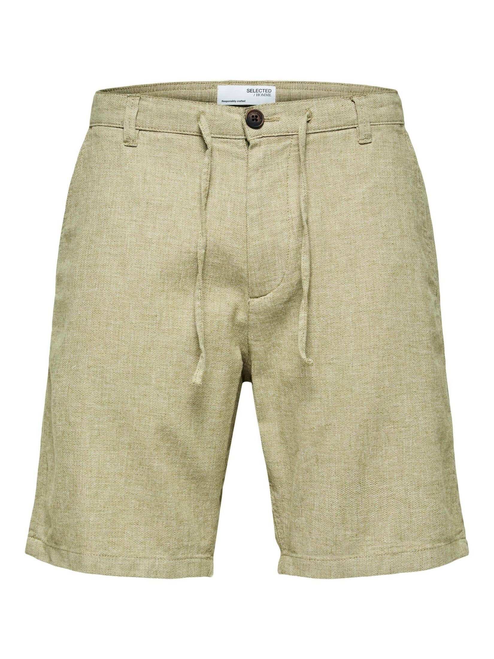 (1-tlg) Herren oliv SELECTED SHORTS Shorts Shorts HOMME (45) LINEN SLHCOMFORT-BRODY