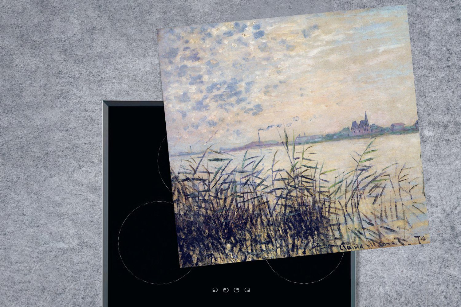Ceranfeldabdeckung, Seine Argenteuil Arbeitsplatte 78x78 Claude bei MuchoWow küche für Herdblende-/Abdeckplatte (1 cm, tlg), Monet, Vinyl, Die -