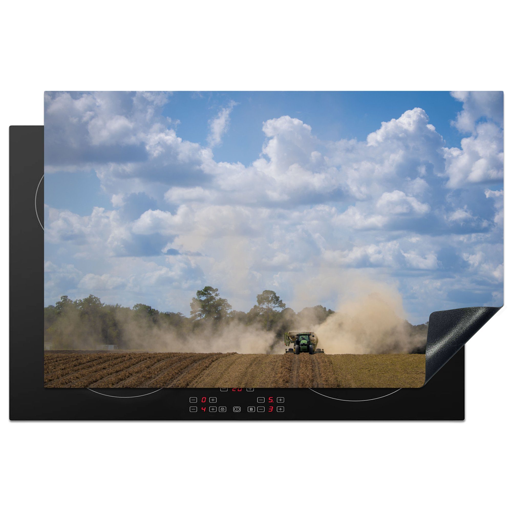 MuchoWow Herdblende-/Abdeckplatte Traktor - Luft - Boden, Vinyl, (1 tlg), 81x52 cm, Induktionskochfeld Schutz für die küche, Ceranfeldabdeckung