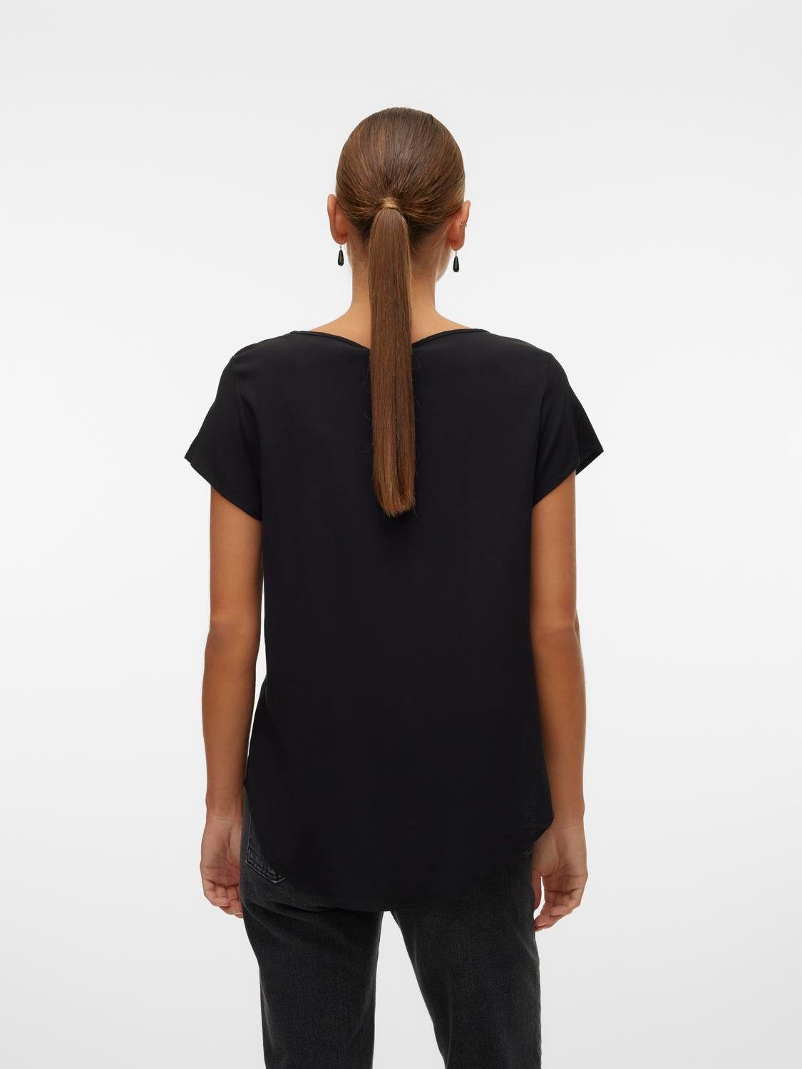 Vero Moda Blusenshirt VMBELLA SS TOP WVN GA NOOS Viskosemischung, abgerundeter Saum