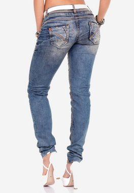 Cipo & Baxx Slim-fit-Jeans mit Steppnähten in Straight Fit