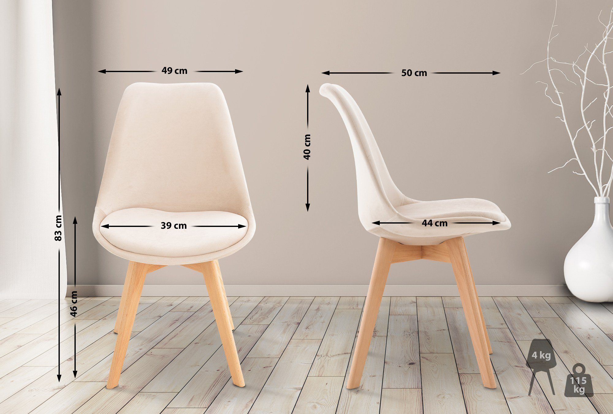 CLP Küchenstuhl Linares, mit Rückenlehne und Holzbeinen günstig online kaufen