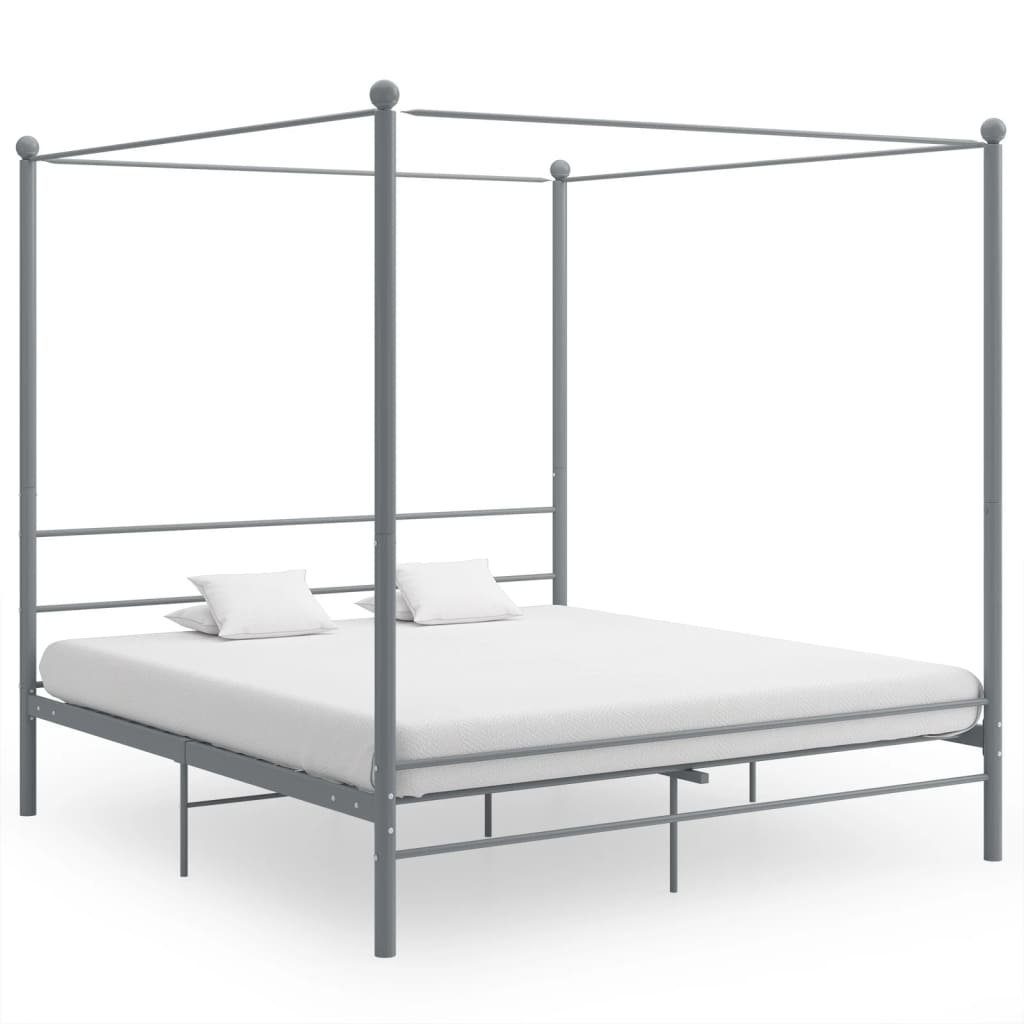 furnicato Bettgestell Himmelbett Grau Metall 180x200 günstig online kaufen