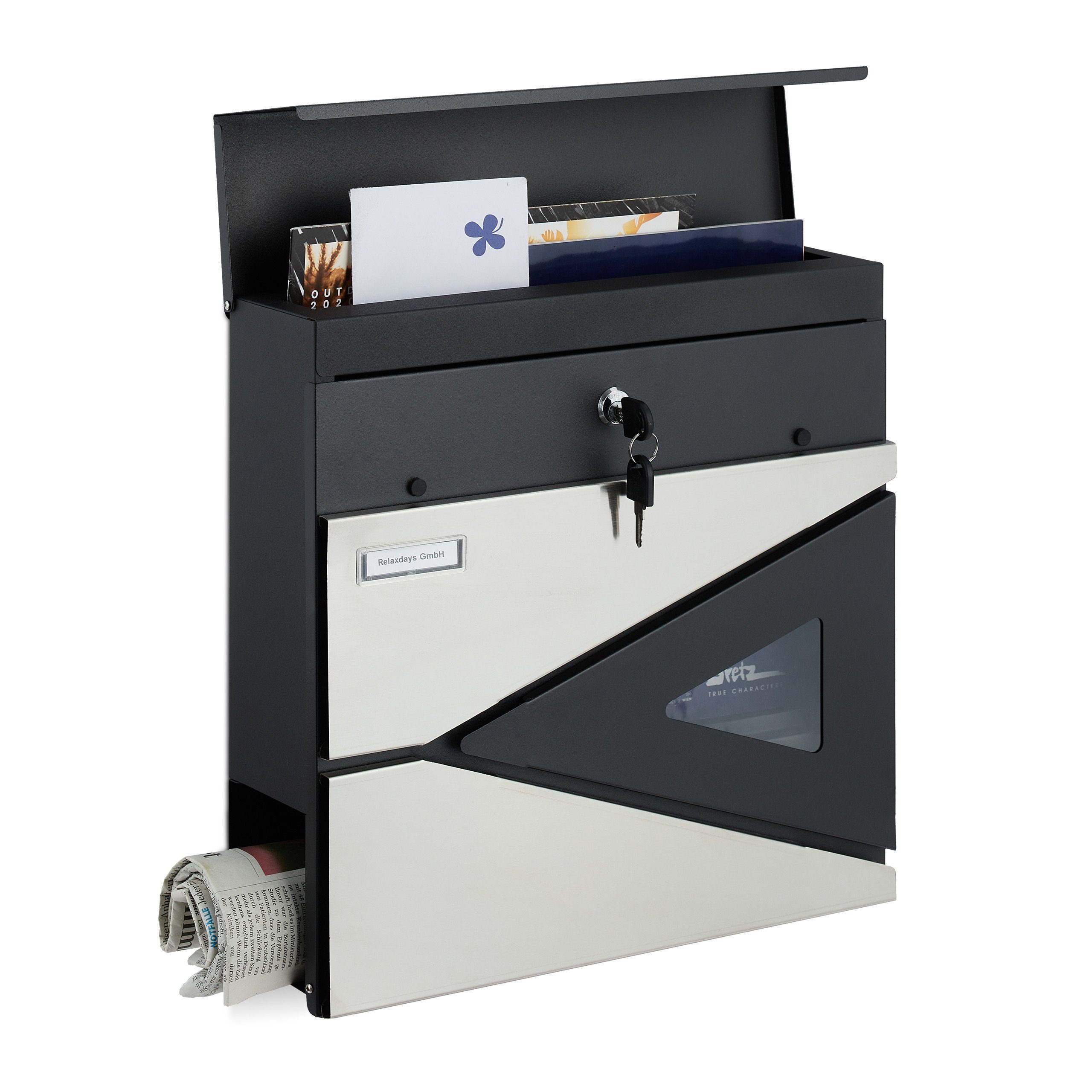 relaxdays Briefkasten mit Zeitungsfach günstig online kaufen