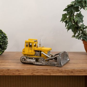 Moritz Dekoobjekt Blech-Deko Baufahrzeug Bulldozer gelb, Modell Nostalgie Antik-Stil Retro Blechmodell Miniatur Nachbildung