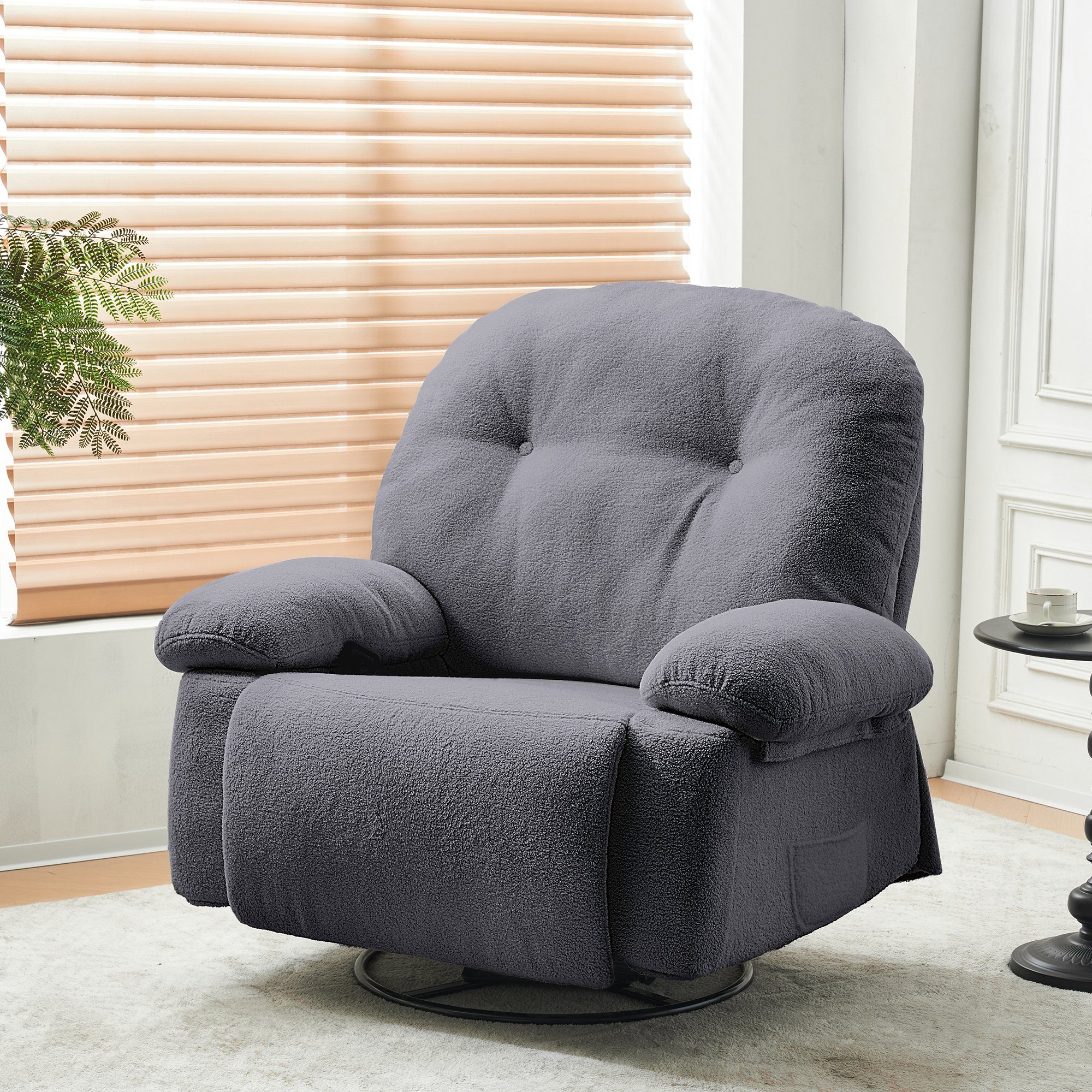 REDOM TV-Sessel Relaxsessel mit Timer mit (Wohnzimmersessel, Grau Fernbedienung und Drehfunktion Heimkino-Loungesesse), 360°