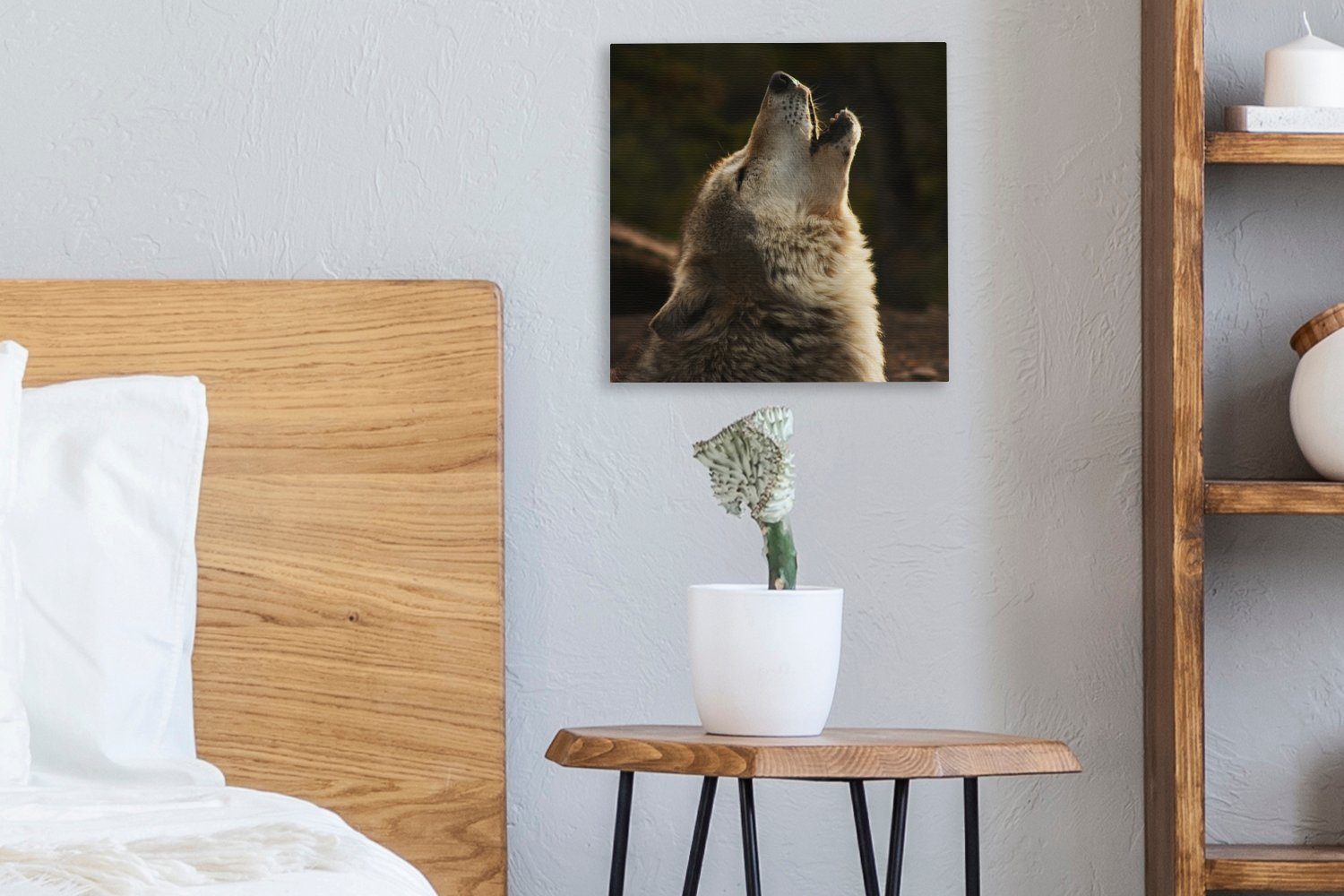 OneMillionCanvasses® Leinwandbild Wolf - Grau Wohnzimmer St), Bilder (1 Schlafzimmer Tiere, Leinwand für 