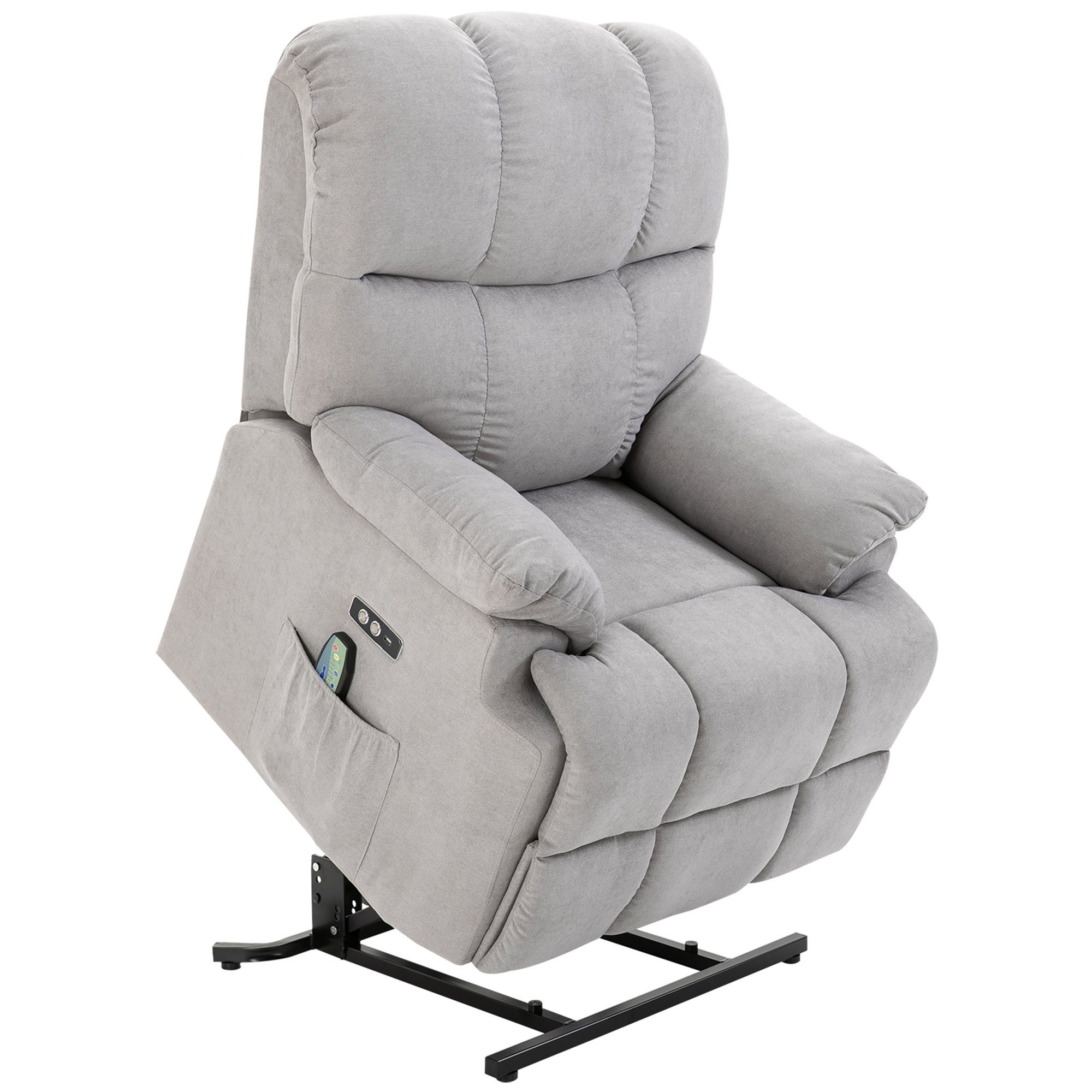 HOMCOM Massagesessel Sessel mit Aufstehhilfe, 8 Vibrationsköpfe (Relaxsessel, 1-St., Fernsehsessel), bis 150 kg belastbar