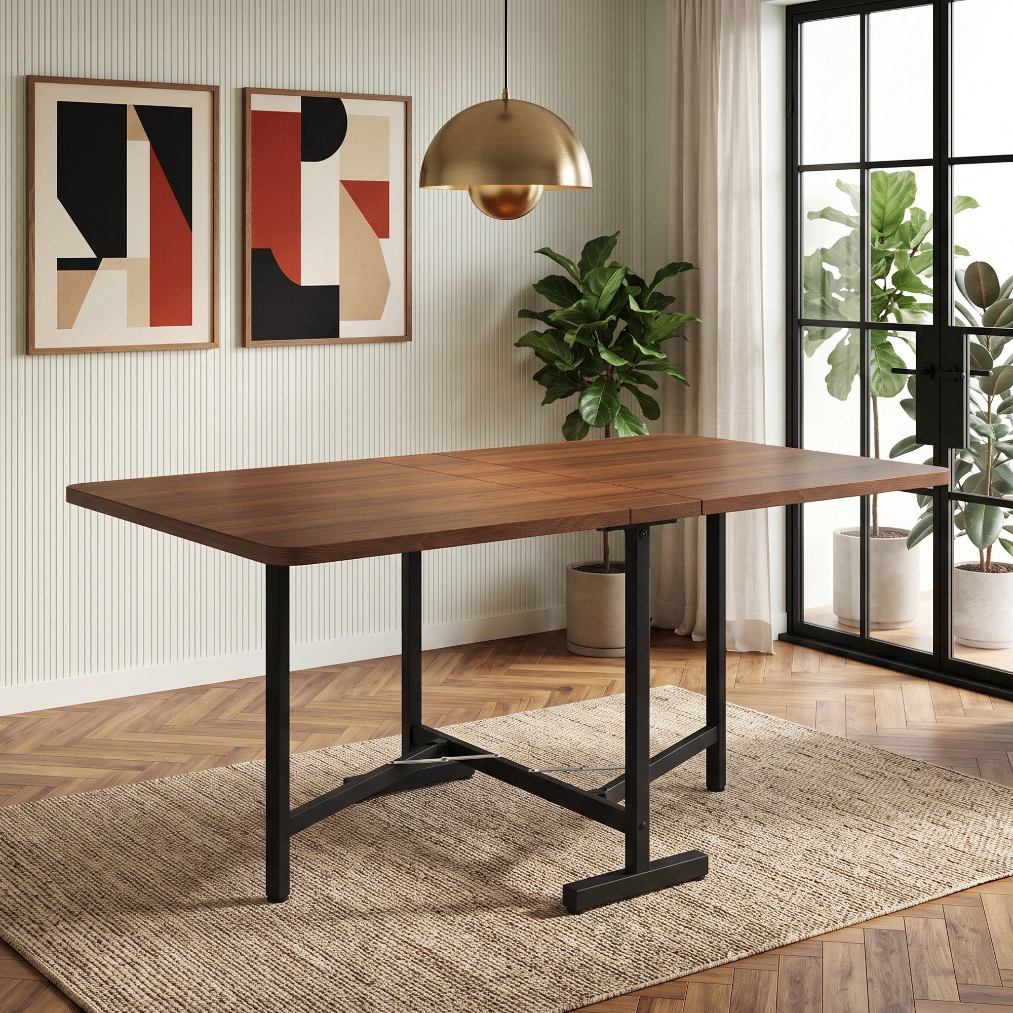 BBWL Esstisch Ausziehbarer Klapptisch in natürlicher Holzoptik 120 x 80 cm (faltbar und platzsparend moderner minimalistischer Stil mit hochfester Legierungsstütze robuste MDF-Oberfläche klassisches Design ideal für kleine Räume belastbar bis 60 kg geeignet für moderne traditionelle und kompakte Wohnräume pflegeleicht und langlebig)