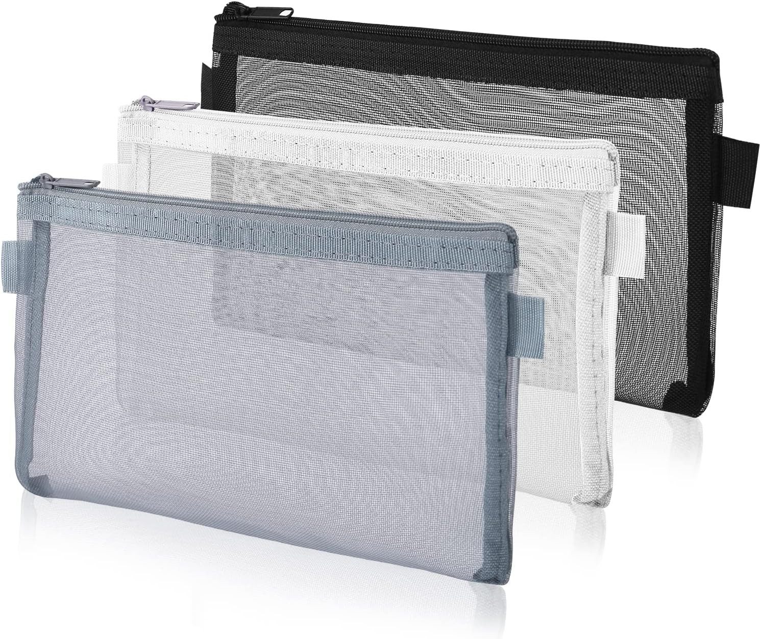 FELIXLEO Federmäppchen 9 Stück transparente Federmäppchen, Nylon Mesh, Reißverschluss, Schule, (1-tlg)