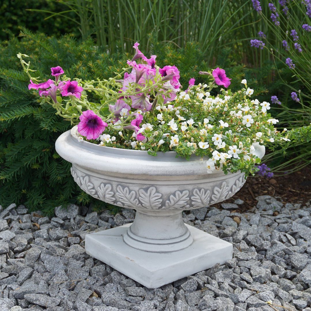 gartendekoparadies.de Pflanzschale Blumenschale Eichenblatt-Design Pflanzgefäß, H. 28 cm, 7 Liter, 21 kg, Frostsicher