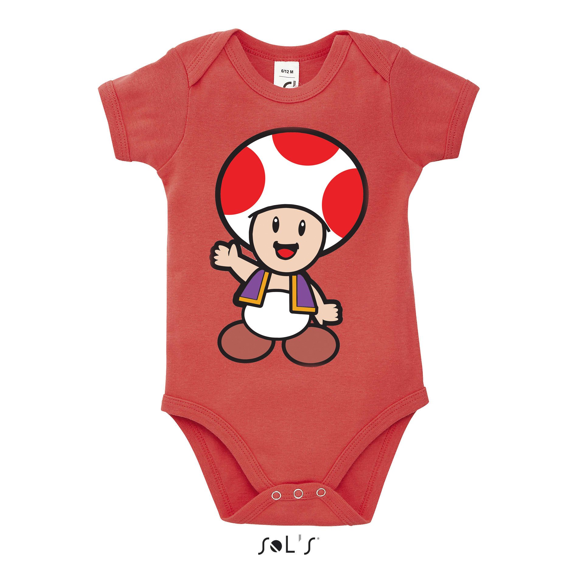 Blondie & Brownie Strampler Toad Baby Body Gaming Motiv Kurzarm Strampler Baumwolle Print Aufdruck Nintendo Retro Toad Print Baby Strampler