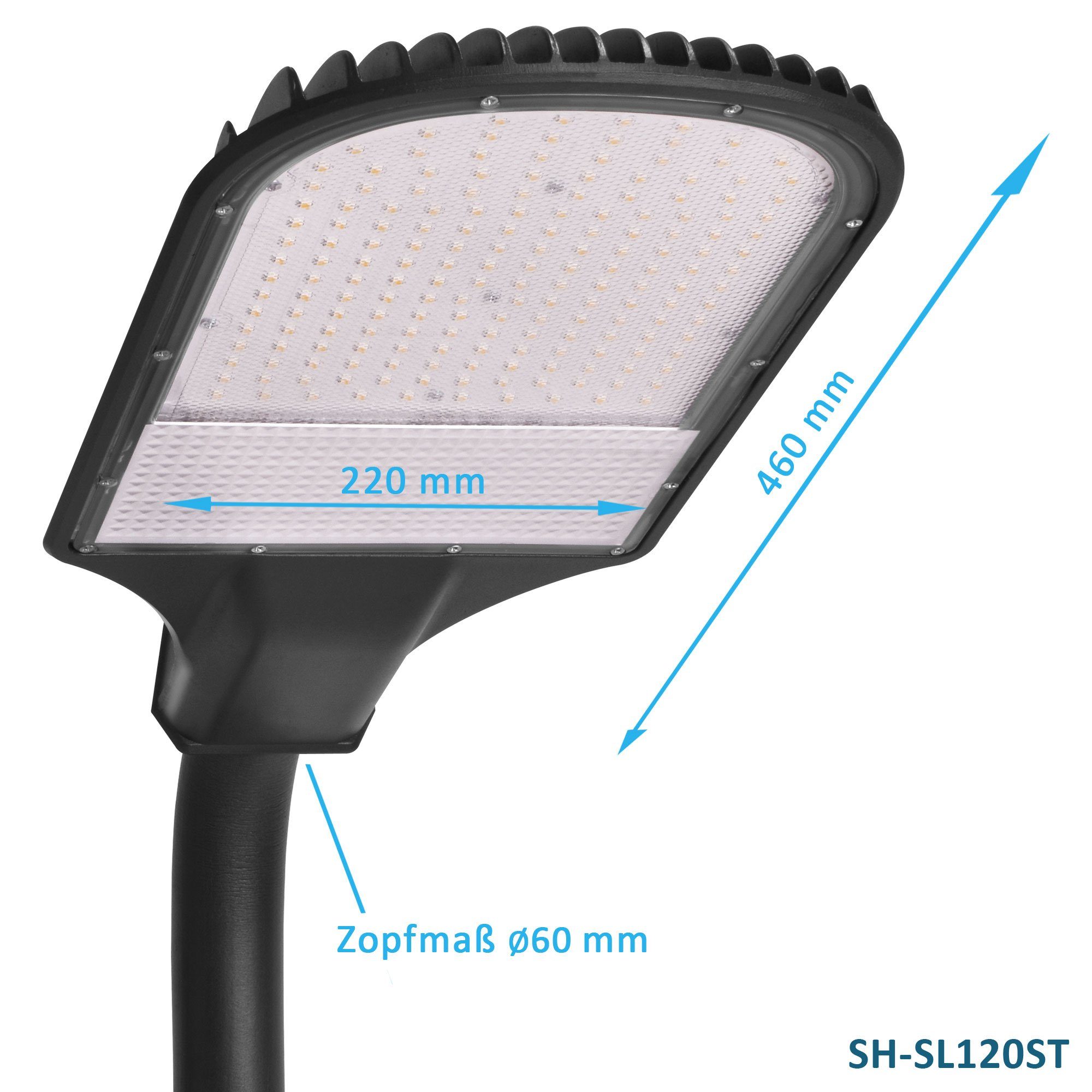 Parkplatzleuchte, Beleuchtung, Neutralweiß LED SunCity, Straßenlaterne, Neutralweiß, Straßenbeleuchtung, integriert, 4000K, Außen-Wandleuchte 4000K, Straßenlampe, Scheinwerfer, LED LED, Aluminium, fest Maxkomfort Straßen