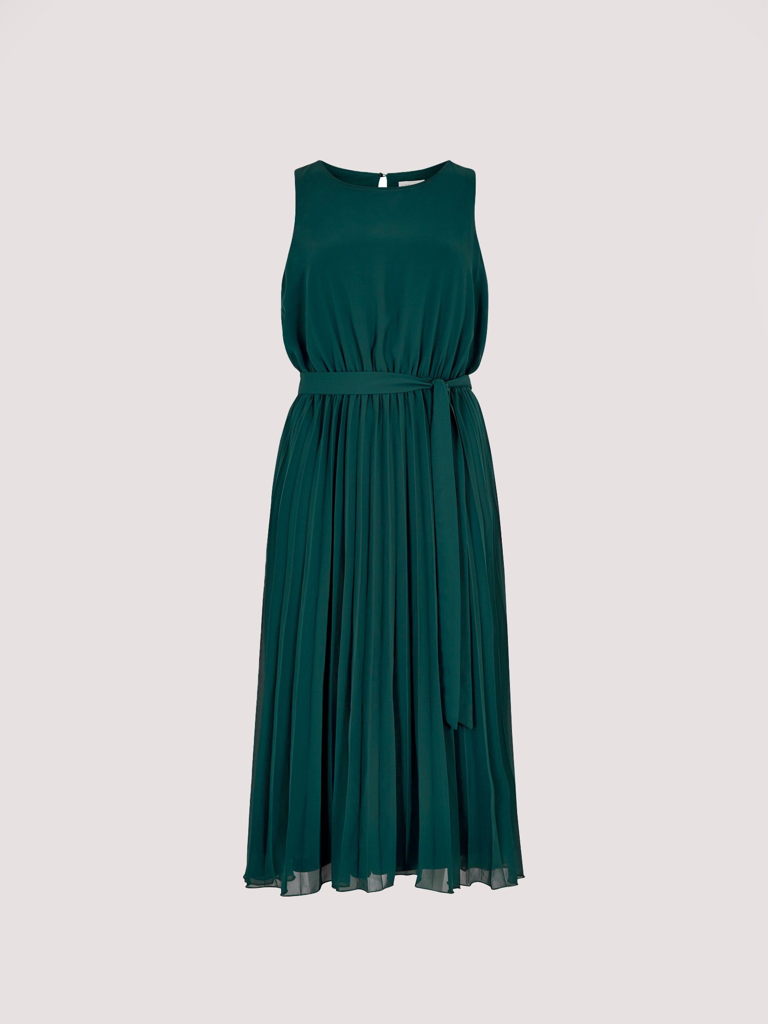 Apricot Midikleid Plissee Kleid (Stoffgürtel) mit Bindeband – Bild 5 von 5