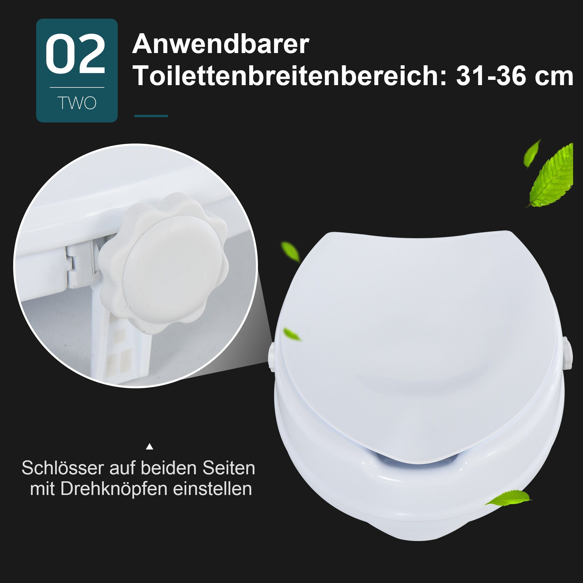HOMCOM Toilettensitzerhöhung Toilettensitzerhöher, 16 cm