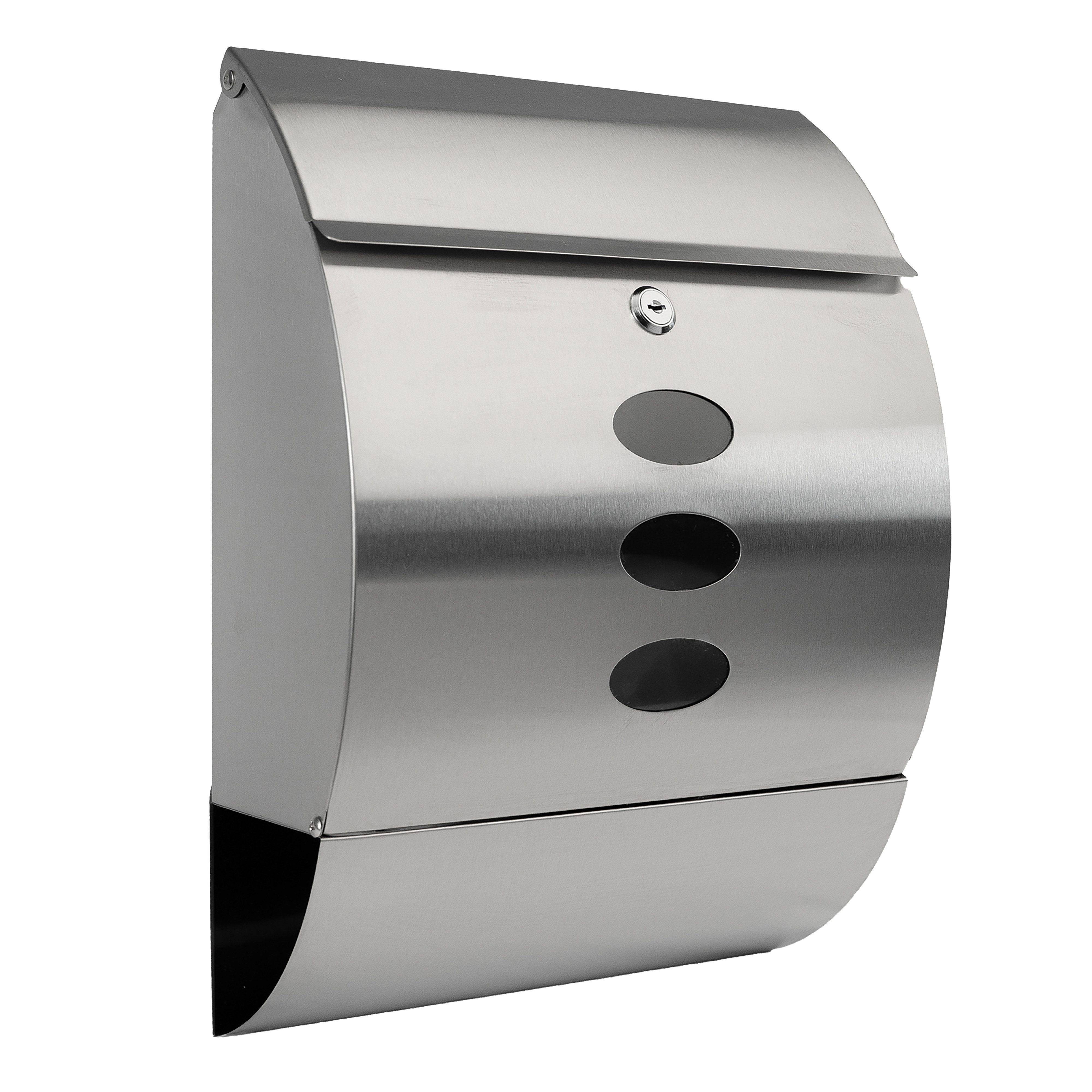 Grafner Briefkasten Edelstahl Briefkasten mit Zeitungsrolle und 3 Sichtfens günstig online kaufen