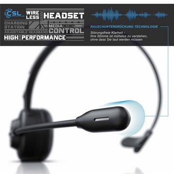 CSL Wireless-Headset (Rauschunterdrückung; Noise-Cancelling; Freisprechfunktion; True Wireless, Bluetooth, Mono, inklusive Ladestation, flexibles Mikrofon, Rauschunterdrückung)