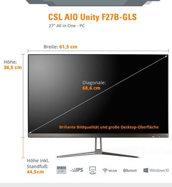 CSL Unity F27-GLS mit Windows 10 Pro All-in-One PC (27 Zoll, Intel® Celeron Celeron® N4120, UHD Graphics 600, 16 GB RAM, 128 GB SSD)