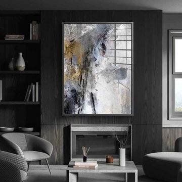 DOTCOMCANVAS® Acrylglasbild Somewhere out there - Acrylglas, Acrylglasbild grau beige moderne abstrakte Kunst Druck Wandbild